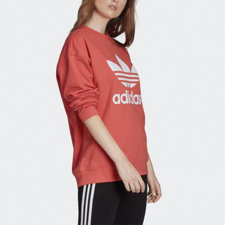 Adidas Женская толстовка Originals с принтом логотипа Trefoil, с круглым вырезом, красная FM3291