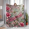 A Comfortable Flannel Blanket with Colorful Dragonfly Design, Soft and Cozy for Sofa, Bed, Office, or Travel - All-Season Multifunctional Gi