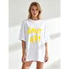 Oversized T-Shirt Black Shut Up Text Print Casual Streetwear Fashion Top For Women And Girls Summer Outfit Statement Tee