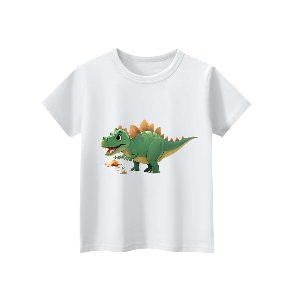 Детская футболка с коротким рукавом и принтом животных, повседневный топ