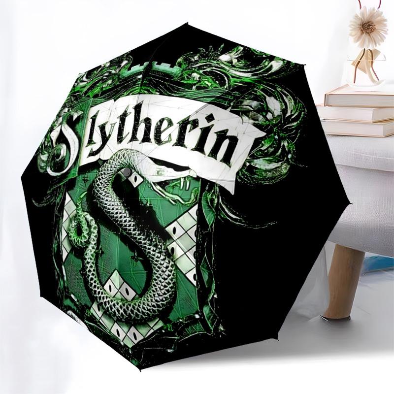 1pc Slytherin Crest Automatic Umbrella | Portable Foldable 8-Rib Manual Open, Cute Halloween & Christmas Gift for Outdoor, Casual Accessory, Durable C