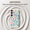For Samsung Galaxy S25 FE Case Blue Pink Flowers Pattern Printing Straight Edge TPU Phone Back Cover