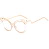 Unique Cat Eye Half Metal Frame Glasses Women Vintage Irregular Steampunk Eyeglasses Fashion Luxury Elegant Spectacles Popular