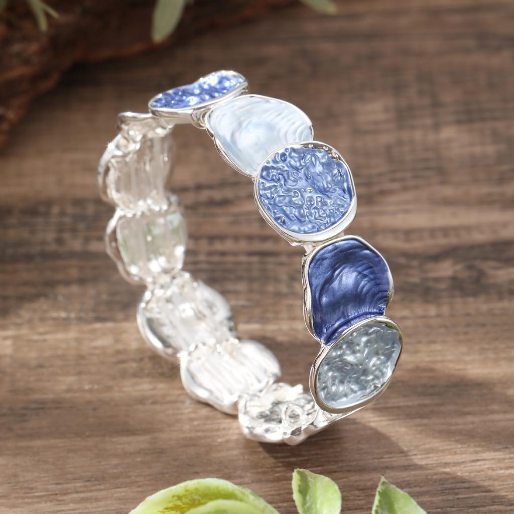 Новый эмалевый цвет круглый геометрический линейный эластичный браслет, модный и простой женский универсальный браслет с масляной росписью