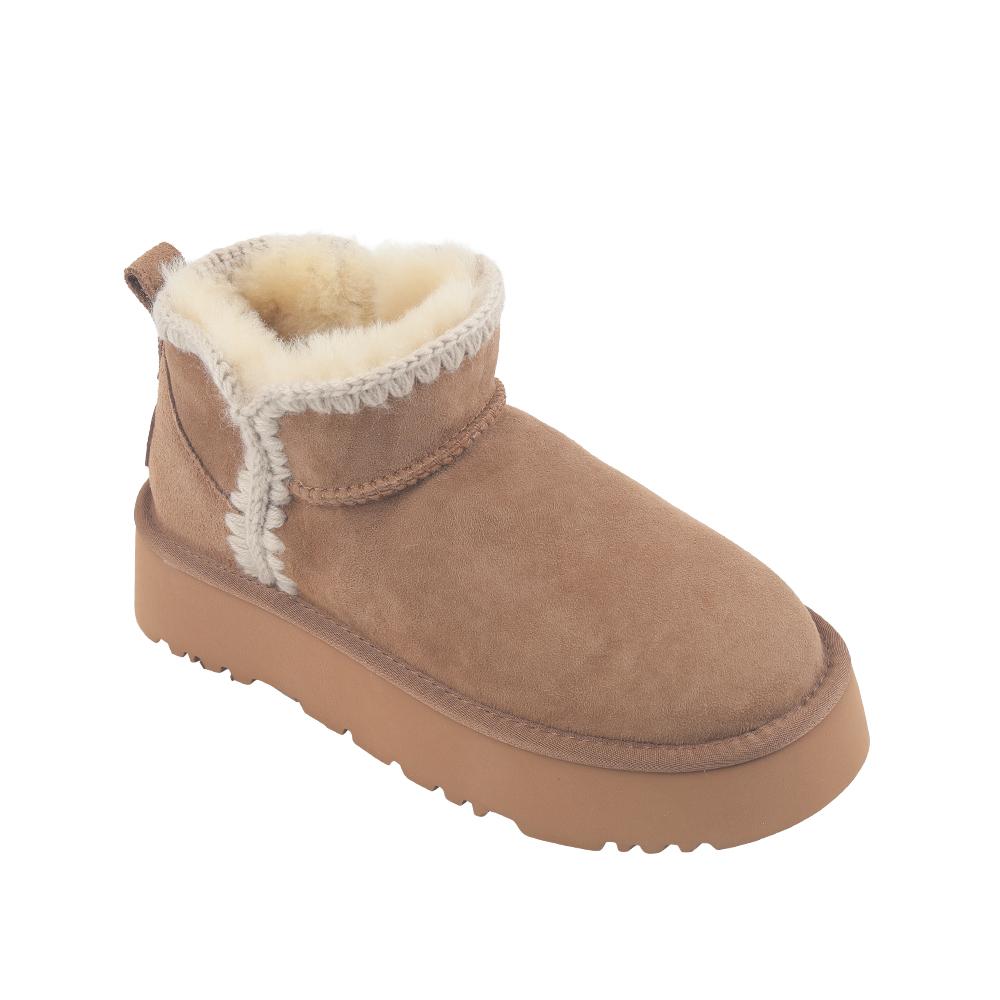 Oz Ugg Wear Adult Eskimo Platform Mini Boots Brown