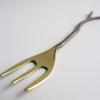 Brass Set of Tree Branch Dessert Fork, Large, 3, Gold, Design,