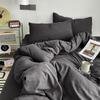 Washed Cotton Four-piece Set, Bed Sheet Quilt Cover, Solid Color Dormitory Bedding, Single Three-piece Set