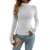 Осенняя женская блузка Y2K Solid Slim Half High Neck Long Sleeve Top