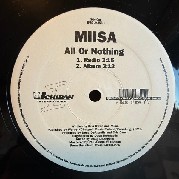 12-дюймовая пластинка MIISA All Or Nothing SPRO248591 Ichiban Interna 1995 US Dance Electronica Б/у