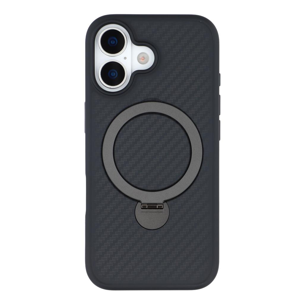 For iPhone 17 Case Compatible with MagSafe Kickstand TPU+PC Phone Cover Carbon Fiber Texture