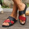 Women Flat Slippers 2025 New Leather Cross Strap Rome Style Low Heels Sandals Summer Casual Ladies Slippers Slides for Women