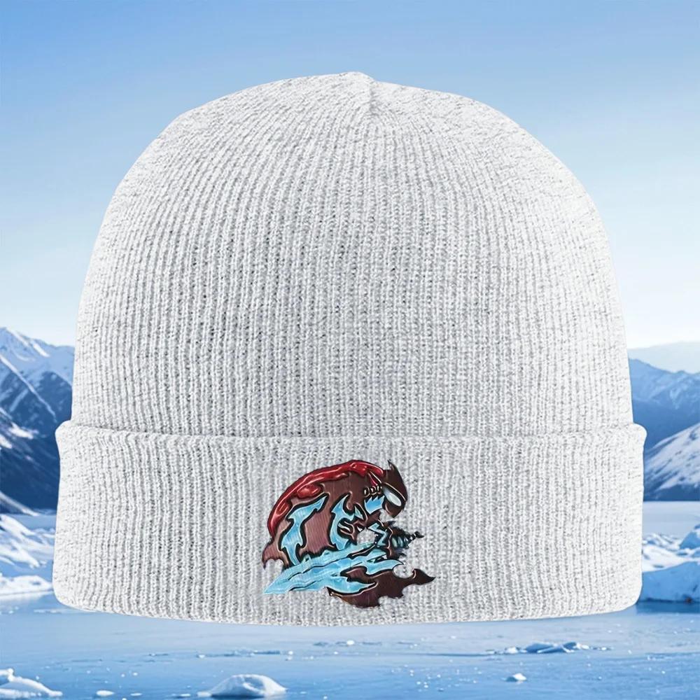 Winged creature flowing ice design Unisex Women Unisex Knitted Hat Beanie Pullover Cap Winter Thermal Warm Christmas Outdoor Cyclin