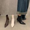 Thin Heel High Heel Spring and Autumn Single Boots Pointed Short Boots Women's Shoes 2025 New White Korean Thin Small Naked Boots