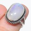 Подарочное кольцо из стерлингового серебра 925 пробы с натуральным радужным лунным камнем S.7 g2l02