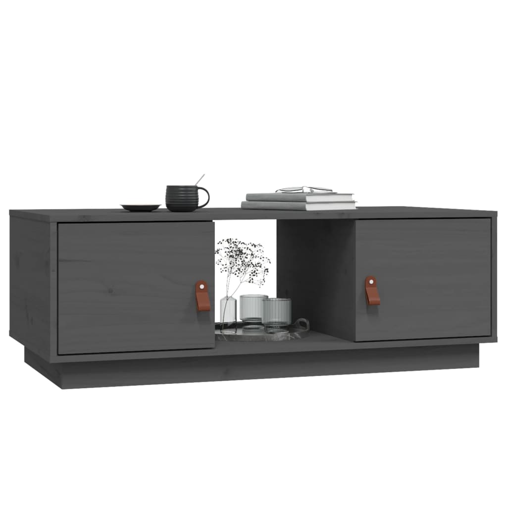 Vidaxl Stolik Kawowy, Szary, 100X50X35 Cm, Lite Drewno Sosnowe