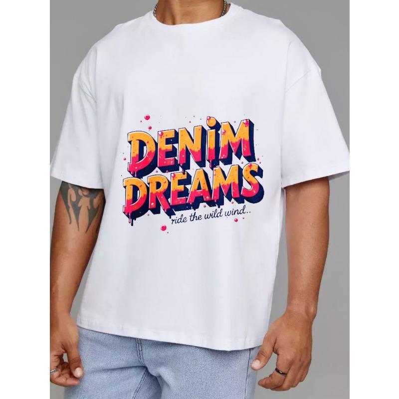 Белая футболка Denim Dreams с красочным граффити-принтом и слоганом Ride The Wild Wind для повседневной уличной моды