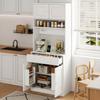180 cm Kitchen Cabinet, Tall Cabinet with LED, Kitchen Shelf with Socket, Spice Rack and Large Drawer for Kitchen, Dining Room & Living Room