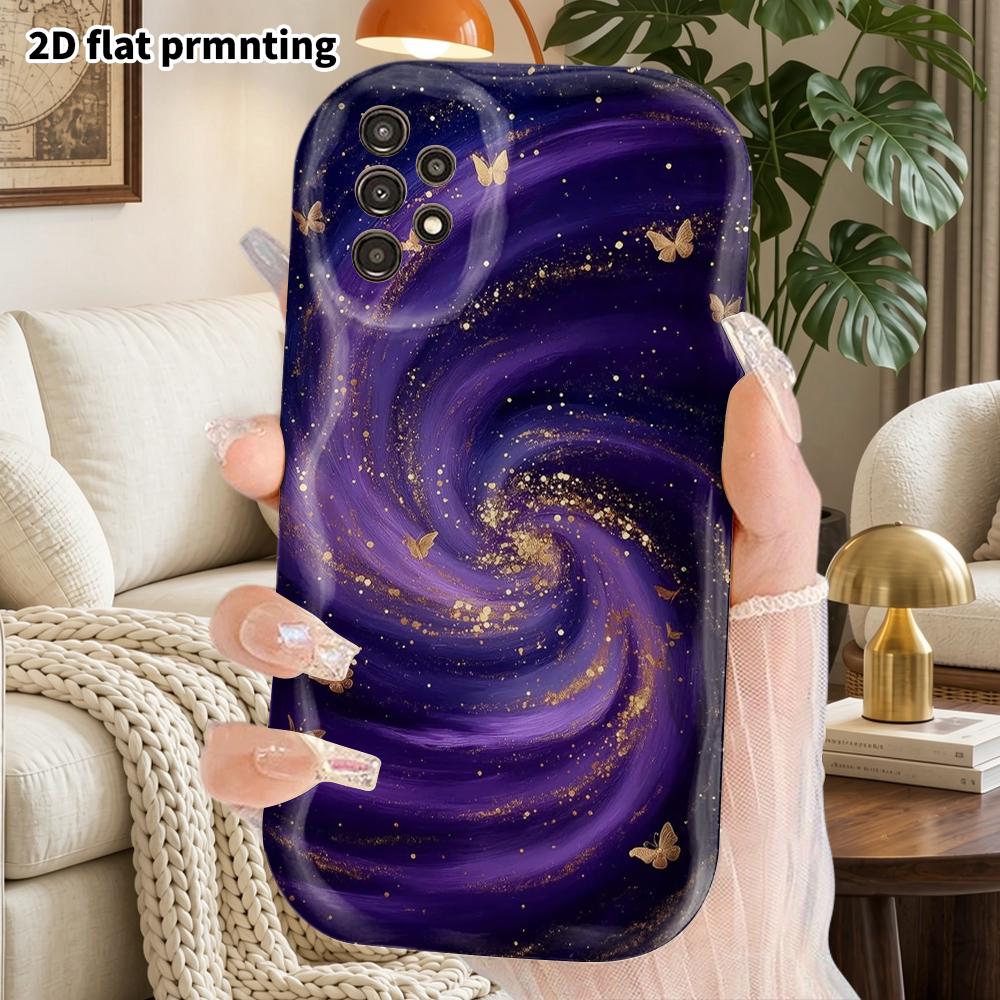 Phone Case: 2D Flat Samsung Galaxy A34 A35 M05 M06 S20 S22 S21 FE Plus 5G Protective Case, Couple Style, Starry Gold Butterfly, Christmas and Hallowee