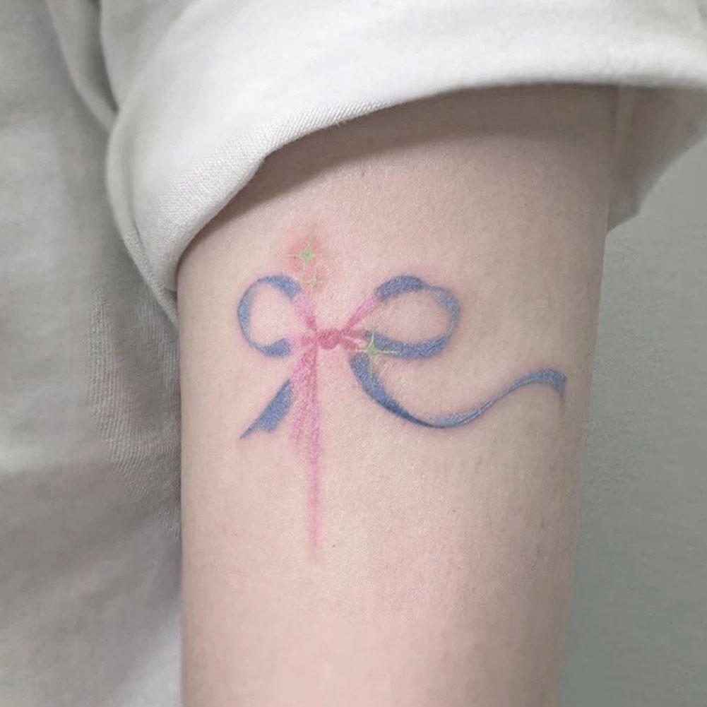 Розовый Милый Крутой Горячий Стиль Бант Бант Мелок Раскраска Инс Тату Наклейки Милые Студенческие Тату St Q0D5