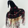 Creative Halloween Props Punk Skeleton Hand Witch Hat with Spider And Veil, Black Large Reusable Holiday Ornaments Wizard Costume Accessory