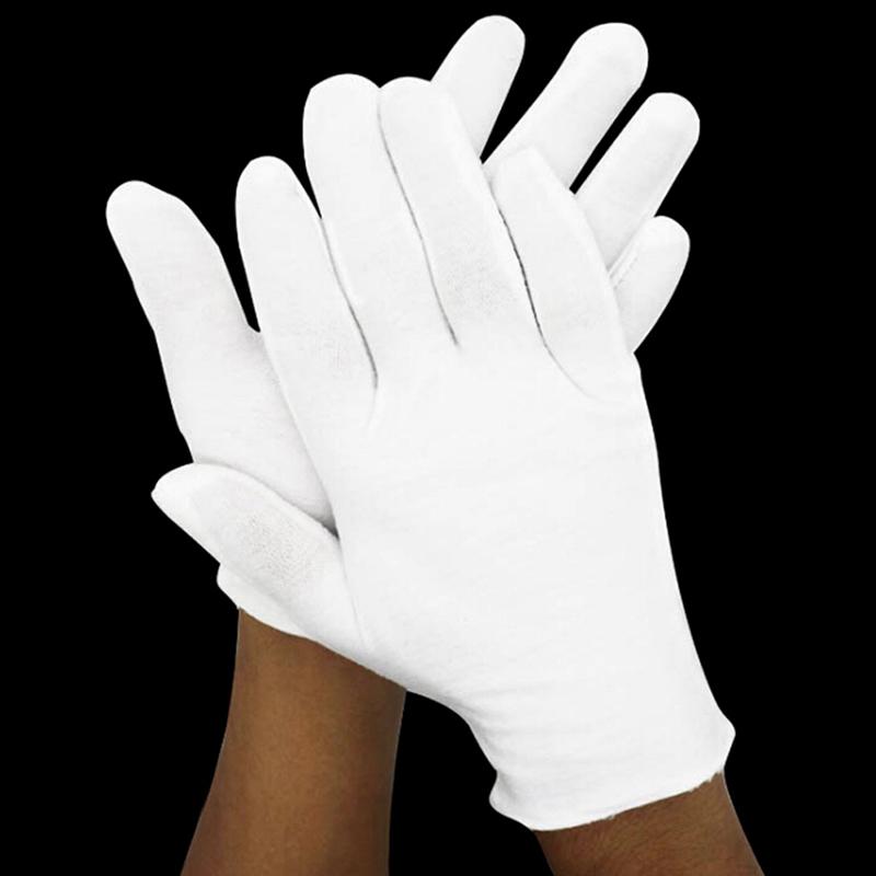 6 Pairs White Gloves Cotton Soft Thin Coin Jewelry Silver Inspection Work Gloves