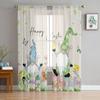 Easter Bunny Eggs Flower Dwarf Tulle Curtains For Living Room Bedroom Voile Sheer Curtain Window Home Decor Drapes