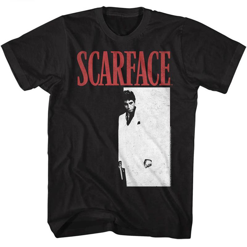 Scarface Tony Montana Unisex T-Shirt Movie Poster Pacino Vintage Black Gangster
