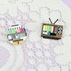 Retro Antenna TV Pins Snowflake Screen Television Brooches Fashion Vintage TV Pin  Badge