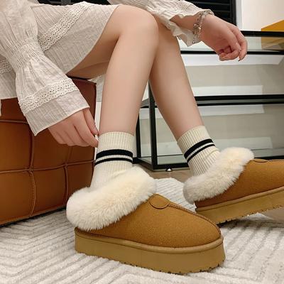 Зимние женские модные мягкие плюшевые ботинки с круглым носком, низкие, плоские, противоскользящие, кожаные и меховые, удобные, теплые женские ботинки