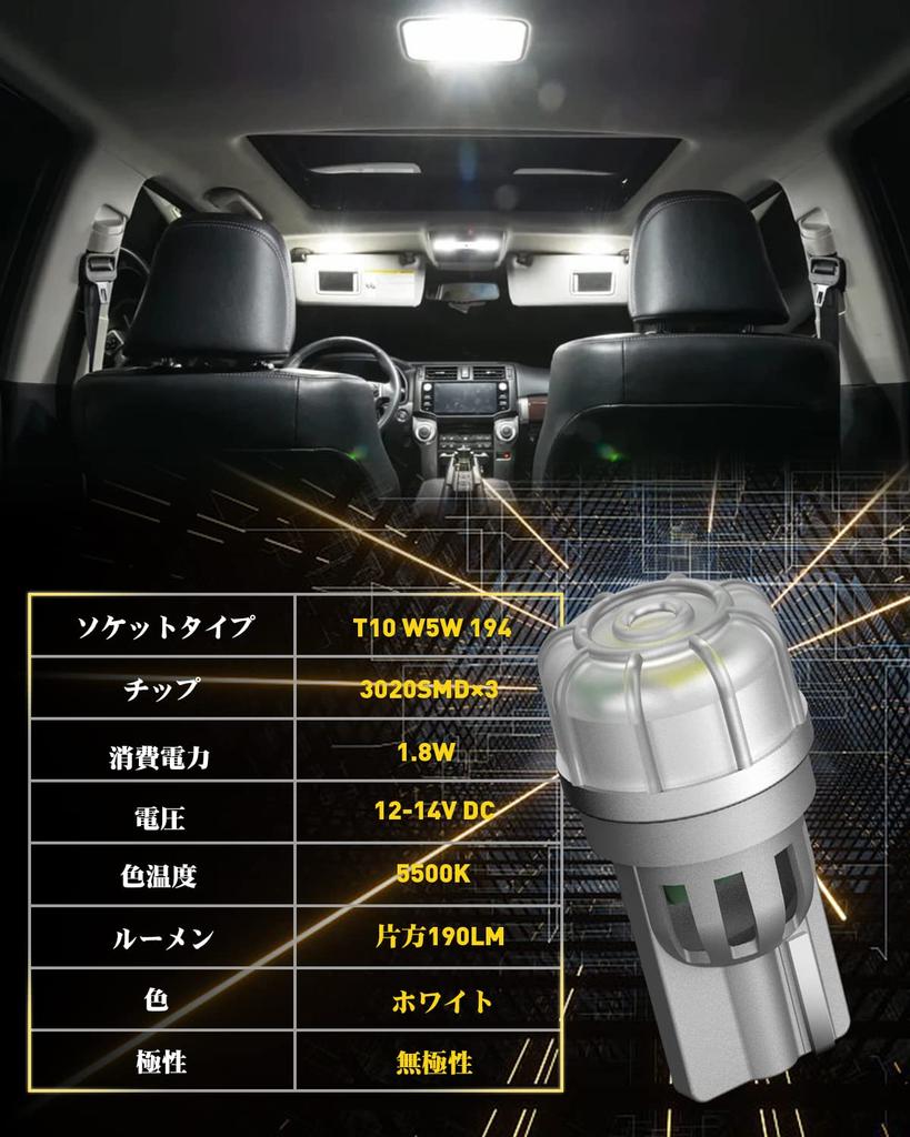 Светодиодные лампы AUXITO T10, Белые, Сверхяркие 5500K, Для габаритных огней/Огней номерного знака/Плафонов салона,