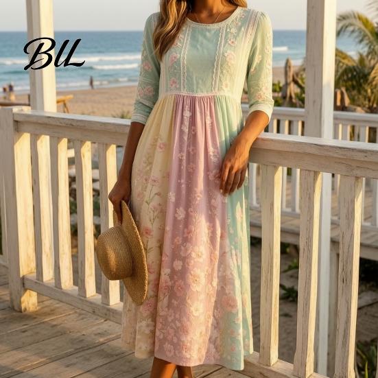 Office Work Dresses for Women Long Sleeve Floral Dress, Cottagecore Waist Cinching Stylish Dates And Shopping Autumn Midi Dress Vacation Street Party