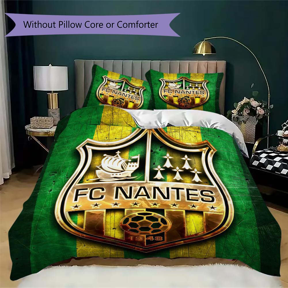 FC Nantes Pattern Bedding uilt Set uilt Cover Pillowcase Home Decoration Birthday Gift (1 * duvet cover + 2 * pillowcase without core)