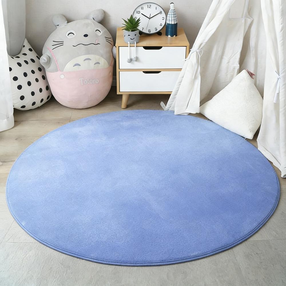 Soft Round Coral Velvet Rug Non Slip Floor Mat for Living Room Bedroom Nursery Cute Home Decor