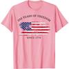 250 Years of Freedom Since 1776 American Flag Graphic Tee Casual Short Sleeve T-Shirt