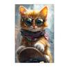 Animal Wall Art, Nordic Cool Skateboard Cat Street Style Canvas Painting, Trendy Poster Print for Bedroom Living Room Wall Decor