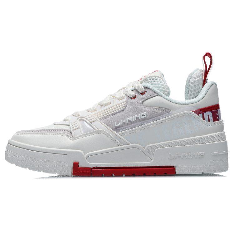 Li Ning 001 BTC Скользкие Устойчивые к истиранию Низкие Кеды для скейтбординга Женские Белые Красные AECR002-4