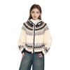 Жаккардовый вязаный свитер с капюшоном в стиле Fair Isle, женская осенне-зимняя одежда, свободный ленивый ветер, утолщенный топ, кардиган-жакет