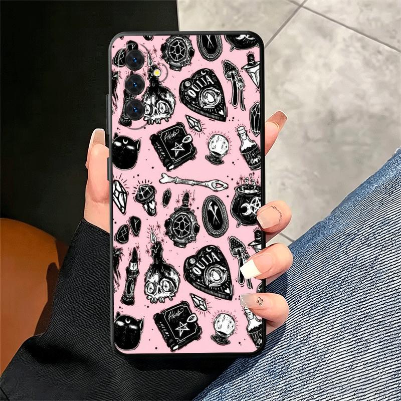 Pink Style Skull Witch Soft Phone Case for Samsung A17 A37 A57 A16 A26 A36 A56 A15 A25 A35 A55 A14 A24 A34 A54 A13 A23 A33 A53 A