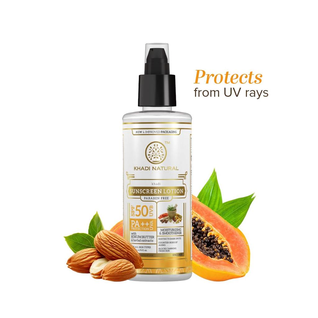 KHADI NATURAL Солнцезащитный лосьон SPF 50 PA++ Нелипкий Легкий Защита от солнца 100 мл Упаковка
