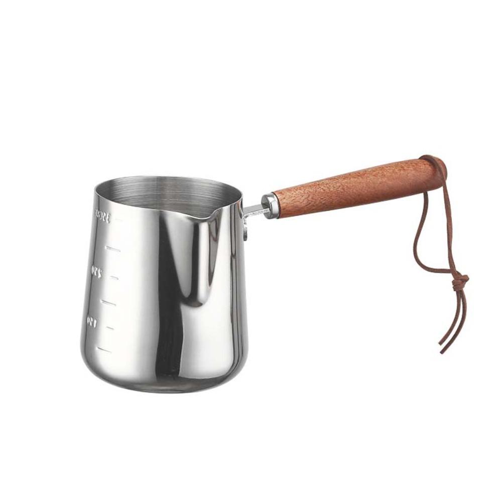 Турка с V-образным носиком Деревянная ручка Молочник Практичная емкость для подогрева масла Кафе