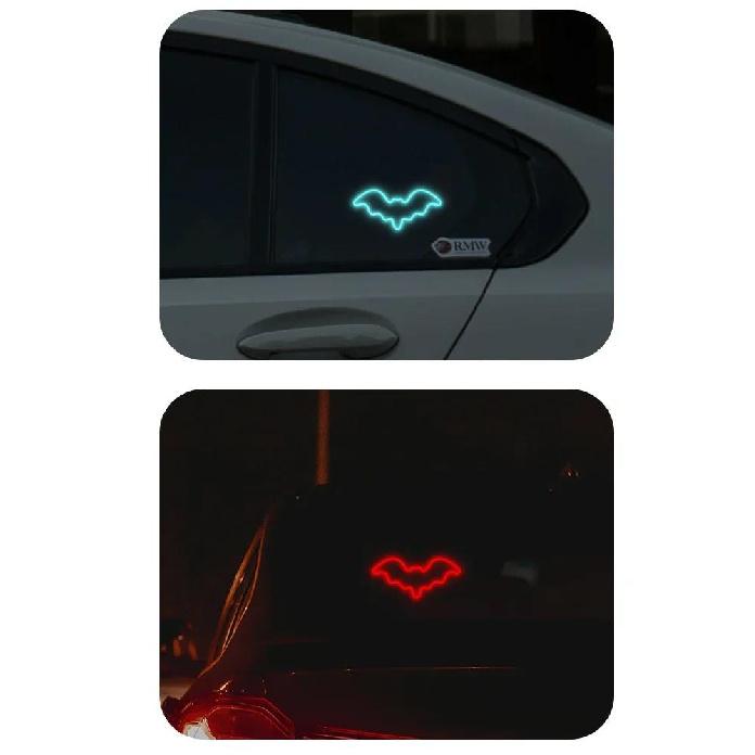 Car Mounted Bat Atmosphere Light Solar Powered Wireless LED Decorative Rear Window Triangle Window Interior Colorful Neon Lights Neon Lights 4