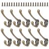 10/20Pcs Coat Hooks Bathroom Wall Mounted Dual Coat Rack Bronze Vintage Clothes Hanger Towel Kitchen Key Hook
