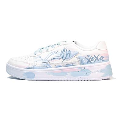 Li Ning Плывущая лодка Легкие и дышащие Низкие кеды для скейтборда Женские Белый Синий AGCS420-6(Команда802--)