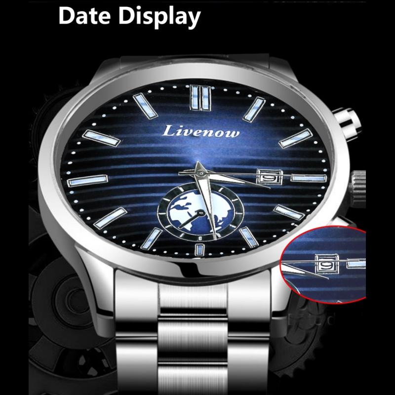 Мужские часы Water Diamond Luxury Calendar Quartz Movement из нержавеющей стали Fashion Business Watch