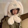 Warm Plush Bunny Scarf Soft Lop Ear Rabbit Hat Fashion   Outdoor