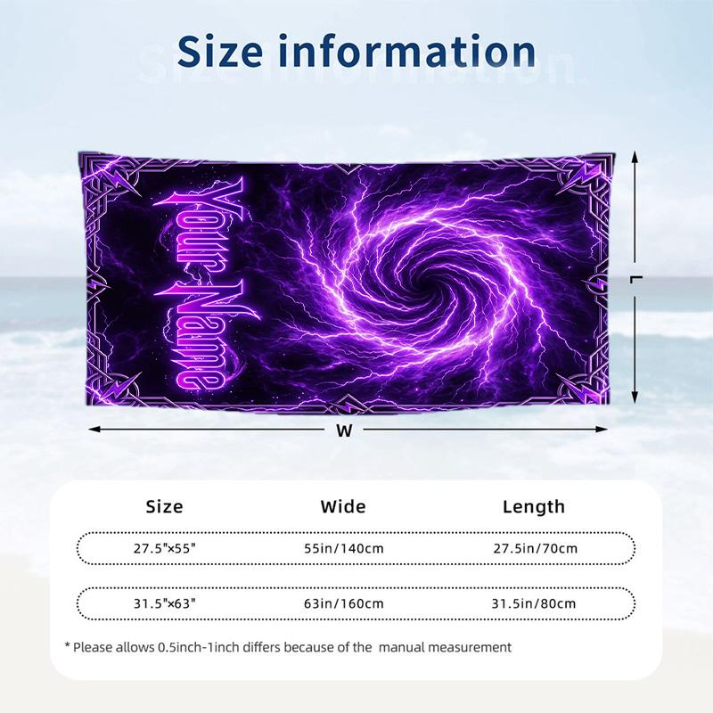 Neon Theme Beach Towel Personalized Custom Name & Text Soft Quick Dry Beach Towel for Swimming Travel