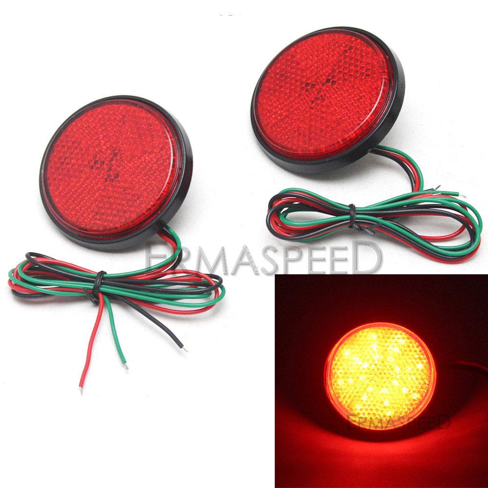 2 шт., 12 В, круглый отражатель, задний стоп-сигнал мотоцикла, красный/янтарный/белый, предупреждающий габаритный фонарь, универсальный для автомобиля E-bike