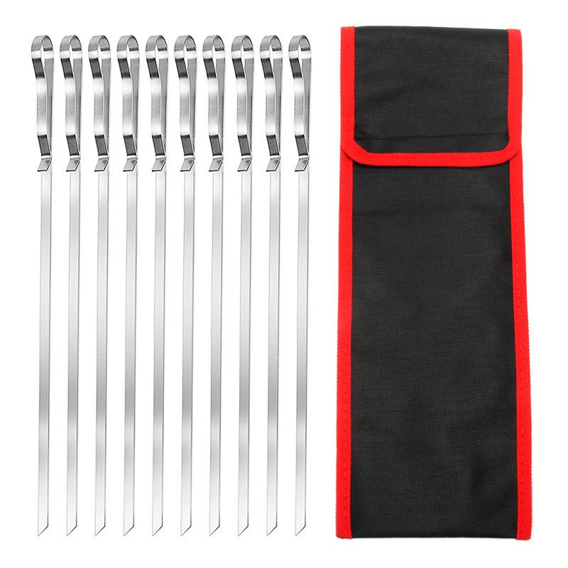 Барбекю, набор вилок для барбекю, 10 шампуров и 1 пара подставок для шампуров, нержавеющая сталь 304, универсальные аксессуары для гриля, инструменты для барбекю BBQ Party Bonfire Party.