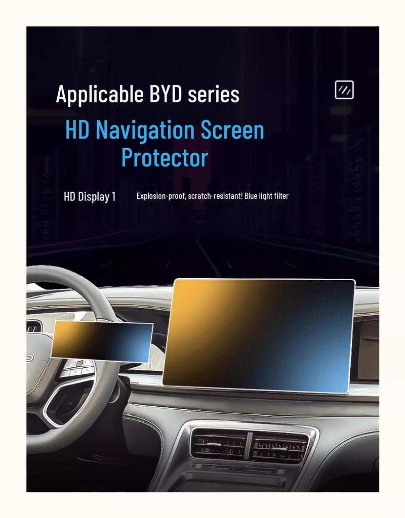 Защитное стекло для экрана консоли и навигационного дисплея BYD Sea Lion 07 DMi.