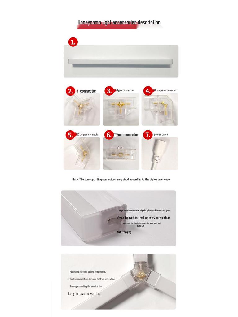 Hexagonal Waterproof LED Honeycomb Lamp for Gyms, Barbershops, and Car Washes.